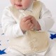 Baby Boys Ivory & Gold Check 4 Piece Satin Christening Suit