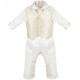 Baby Boys Ivory & Gold Check 4 Piece Satin Christening Suit