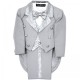 Baby Boys Light Grey 5 Piece Tuxedo Tail Suit