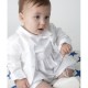 Baby Boys White Swirl Tuxedo Christening Romper Suit
