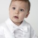 Baby Boys White Tuxedo Style Christening Romper Suit