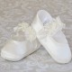 Baby Girls Ivory Satin Flower Rosette Christening Shoes