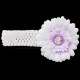 Baby Girls Lilac & White Large Diamante Flower Crochet Headband