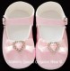 Baby Girls Pink Patent Diamante Heart Bow Pram Shoes