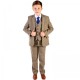 Boys Chestnut Brown Herringbone 5 Piece Jacket Suit
