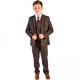 Boys Dark Brown Brushed Tweed 5 Piece Jacket Suit