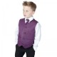 Boys Diamond Purple & Black 4 Piece Waistcoat Suit