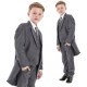 Boys Grey 5 Piece Slim Fit Tail Jacket Suit