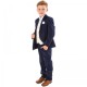 Boys Navy & Ivory Deluxe Swirl 6 Piece Slim Fit Suit