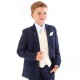 Boys Navy & Ivory Deluxe Swirl 6 Piece Slim Fit Suit