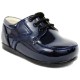 Boys Navy Patent Formal Lace Up Shoes