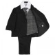 Boys Black & Tartan Tweed Blue Check 5 Piece Suit