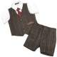 Boys Brown Tweed Check 5 Piece Shorts Suit with Jacket