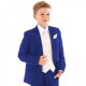 Boys Electric Blue & Ivory Deluxe Swirl 8 Piece Slim Fit Suit