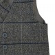 Boys Grey Tweed Look Waistcoat with Blue Check