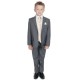 Boys Grey & Champagne Swirl 6 Piece Slim Fit Suit