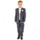 Boys Grey & Ivory Deluxe Swirl 6 Piece Slim Fit Suit