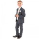 Boys Grey & Ivory Deluxe Swirl 6 Piece Slim Fit Suit