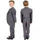 Boys Grey & Navy Swirl 8 Piece Slim Fit Tail Jacket Suit