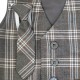 Boys Grey Tartan Check Waistcoat & Tie