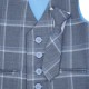 Boys Grey & Chambray Blue Tartan Check 5 Piece Suit