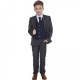 Boys Grey & Navy Check 5 Piece Slim Fit Suit