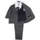Boys Grey & Navy Check 5 Piece Slim Fit Suit