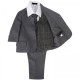 Boys Grey & Tartan Tweed Orange Check 5 Piece Suit