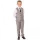 Milano Mayfair Boys Light Grey Check 4 Piece Slim Fit Suit