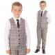 Milano Mayfair Boys Light Grey Check 4 Piece Slim Fit Suit