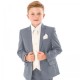 Boys Light Grey & Ivory Deluxe Swirl 8 Piece Slim Fit Suit