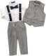 Boys Light Grey Trouser Suit with Dickie Bow & Braces