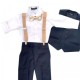 Boys Navy Trouser Suit with Dickie Bow & Braces