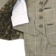 Boys Olive Grey Check 5 Piece Slim Fit Suit