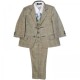 Boys Olive Grey Check 5 Piece Slim Fit Suit