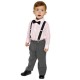 Boys Pink & Grey 4 Piece Braces & Bow Tie Suit
