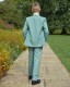 Boys Sage Green 5 Piece Slim Fit Suit