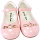 Girls Pink Diamante Ring Velcro Strap Patent Shoes