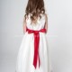 Girls Red & Ivory Satin Bow Dress