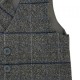 Boys Grey & Tweed Blue Check 4 Piece Waistcoat Suit
