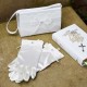 Girls Ivory Lace & Ribbon Satin Bag & Gloves Set - Emma & Maria