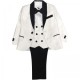 Boys Ivory & Black 5 Piece Tuxedo Suit - Milano Mayfair