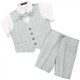 Boys Light Grey Check 4 Piece Shorts Suit