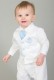 Baby Boys White & Blue Anchor 5 Piece Satin Christening Suit