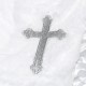 White Fleece Christening Wrap with Silver Cross