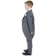 Boys Grey & Blue 6 Piece Slim Fit Tail Jacket Suit