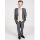 Boys Grey & Champagne Swirl 6 Piece Slim Fit Tail Jacket Suit