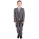 Boys Grey Swirl 6 Piece Slim Fit Tail Jacket Suit