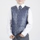 Boys Grey & Navy Swirl 6 Piece Slim Fit Tail Jacket Suit