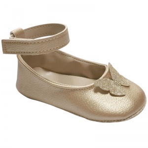 Baby Girls Gold Butterfly Ballet Style Shoes